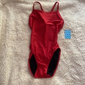 Red one piece swim suit